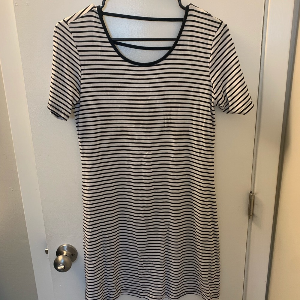 Black & White Strip Swing Dress